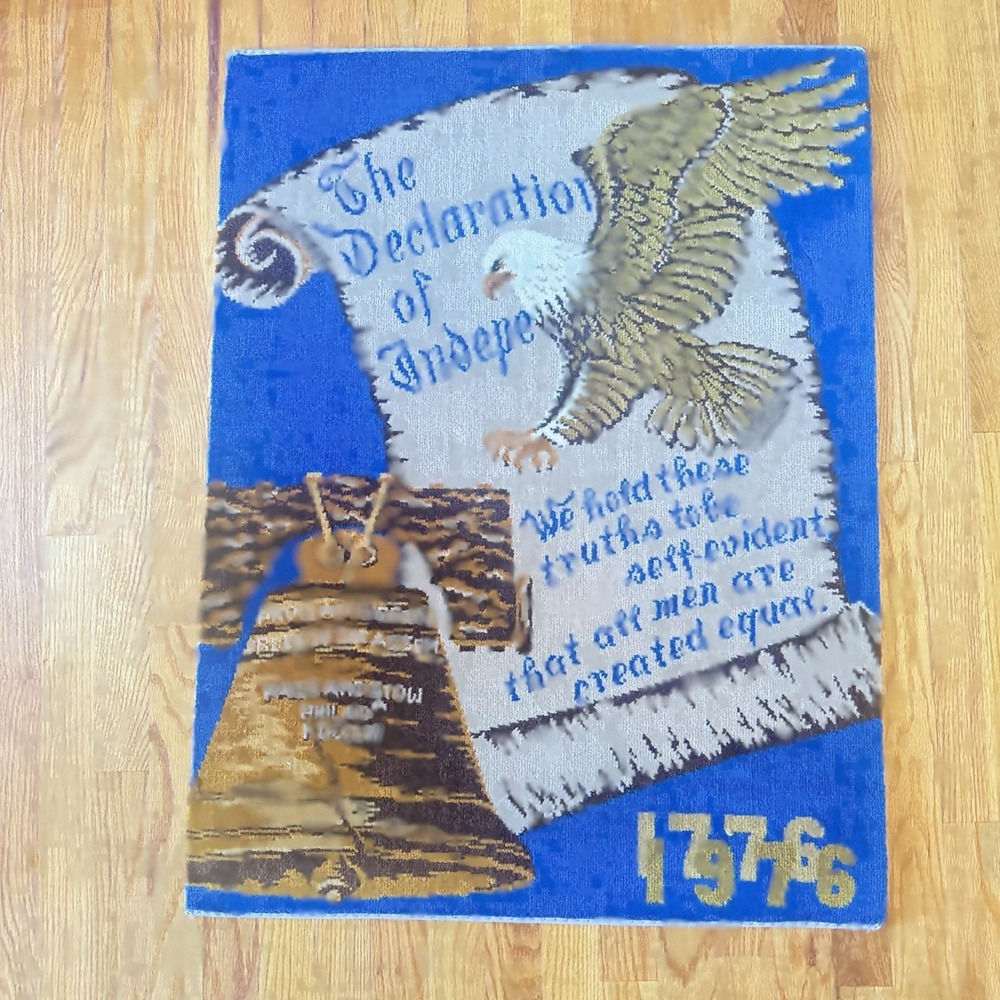 MONSANTO VINTAGE PATRIOTIC BICENTENNIAL EAGLE RUG CARPET 1976 36x27" AMERICA USA